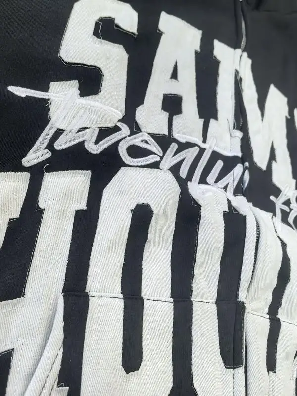 Lettering Embroidered Crew Neck Hoodie "Same Hours" Pattern Sweatshirt, Harajuku Goth Style, Unisex Streetwear