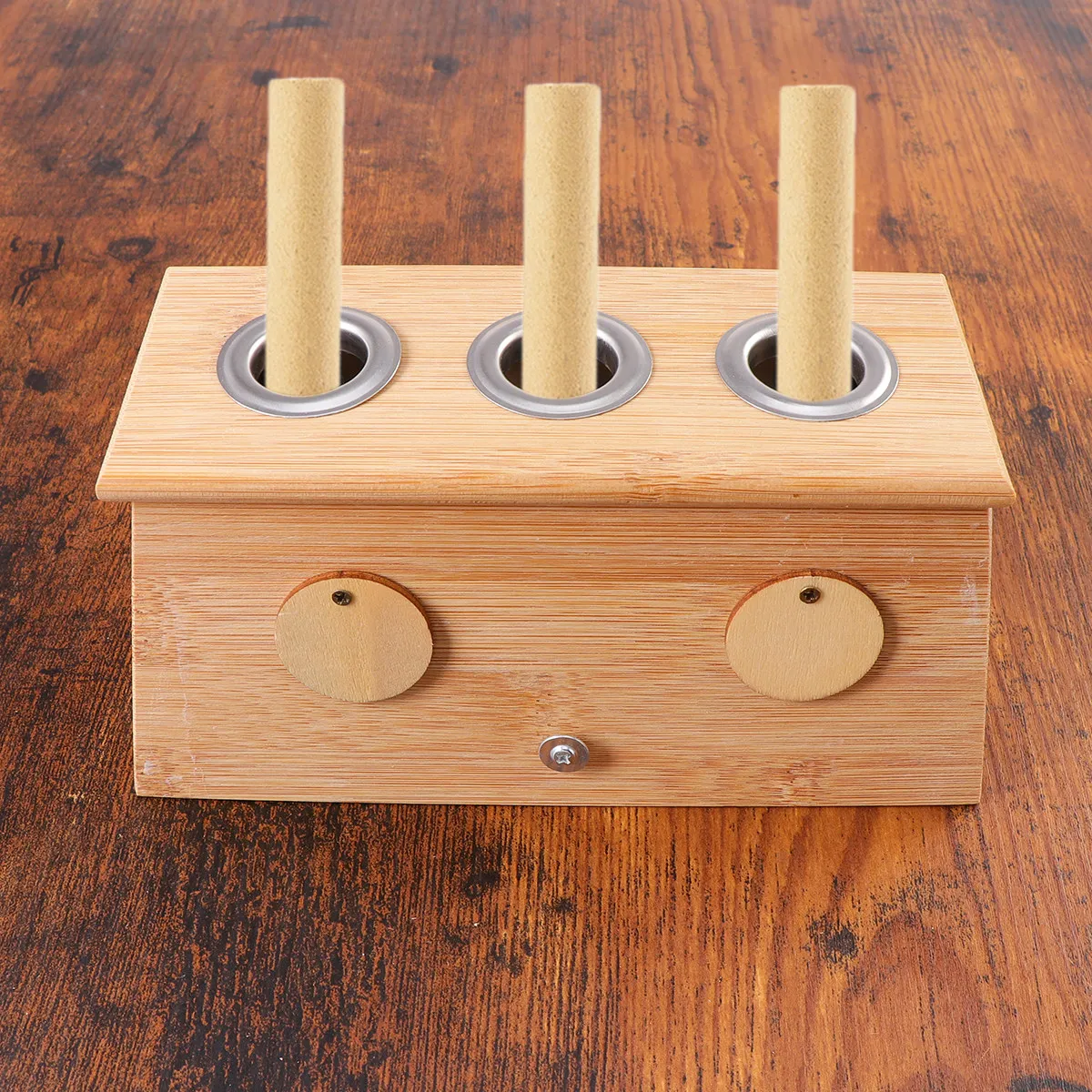 

Бамбуковая коробка для моксотерапии с 3 отверстиями и контролем температуры, 1 шт., для оздоровительной терапии, массажа и релаксации для взрослых и пожилых людей