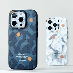 Geometric Graffiti for MagSafe Phone Case for iPhone 16 17pro max 14 15 Pro 13 12 Wireless Charging Frosted PC Shockproof Cover