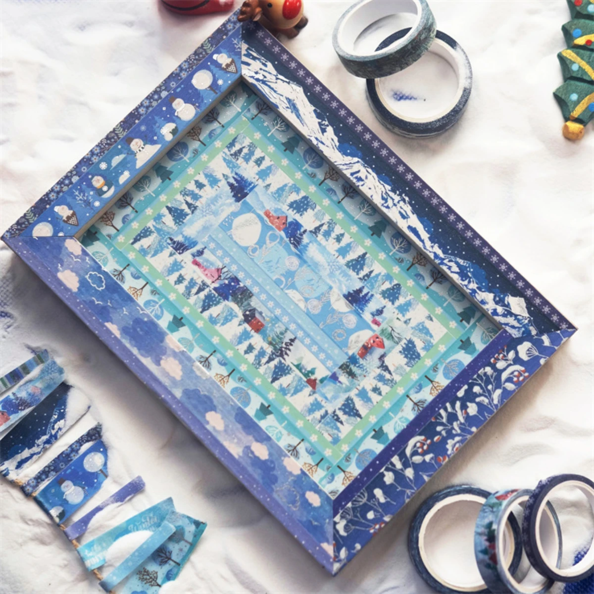 19 Pcs/set Blue Forest Snowflake Silvery Christmas Tree Washi Tape Set Scrapbooking Diy Journal Stationery Deco Art Supplies