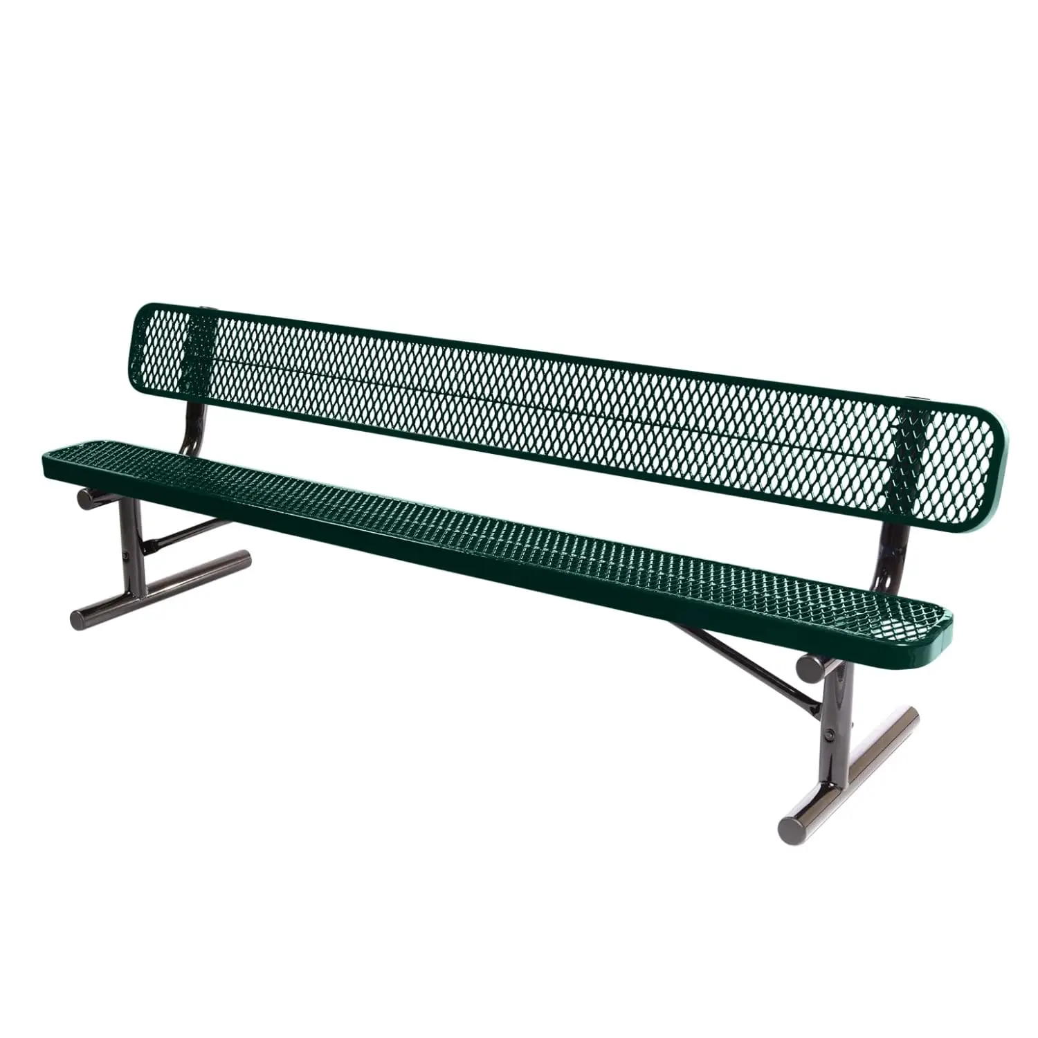 Outdoor Bench Dark Green Expanded Metal 8Ft with Back, Customized