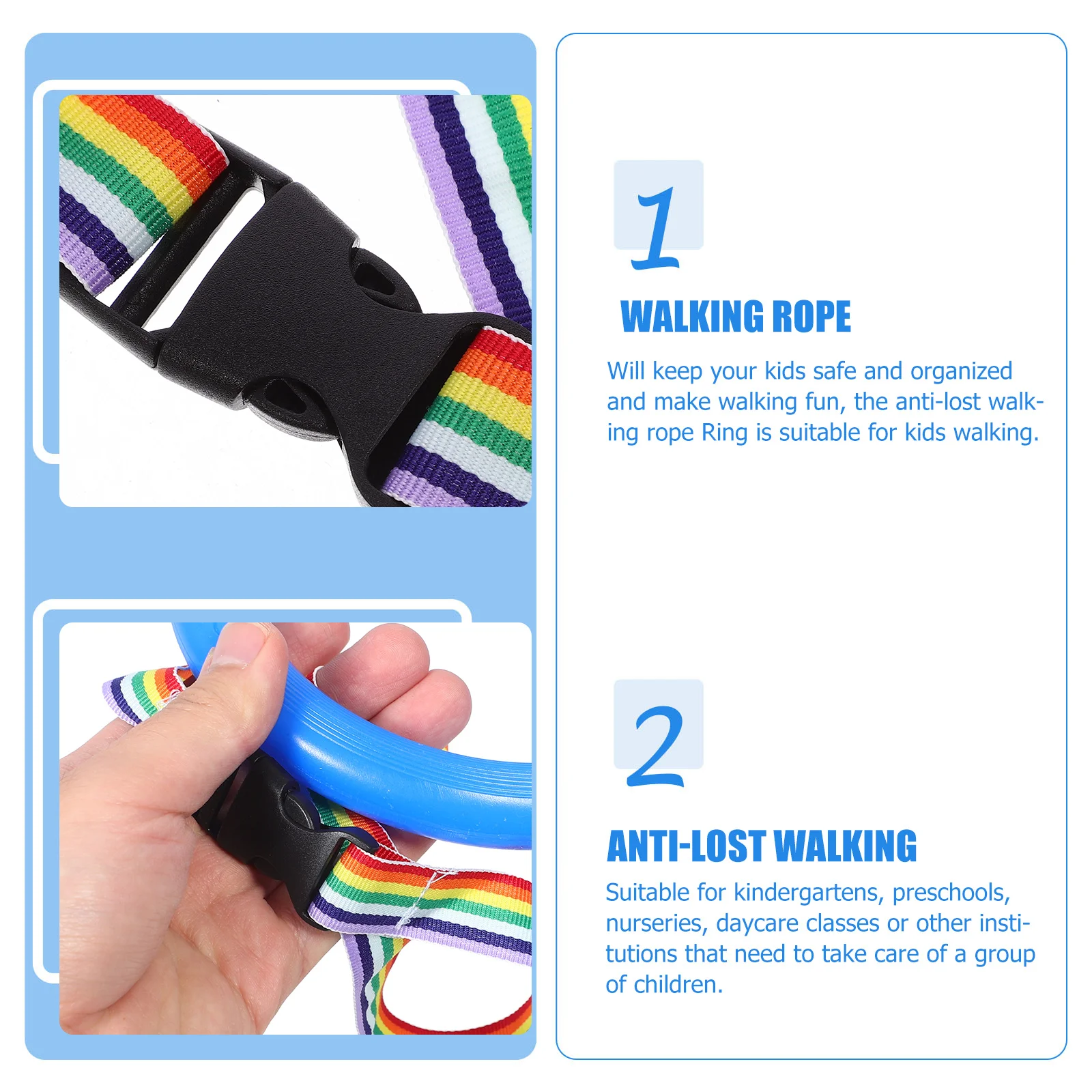 12 قطعة حبل المشي الآمن للأطفال مشرق الملونة مكافحة خسر المقود للأطفال الصغار في الهواء الطلق بارك التنزه أنشطة التخييم مقود الطفل #2