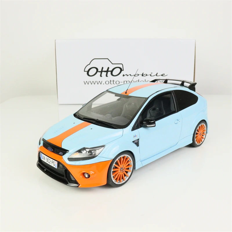 

OttO 1:18 Scale Ford FOCUS MK2 RS 2010 Blue + Orange Striped Resin Car Model Collectible Toy Gift Souvenir Display Ornament