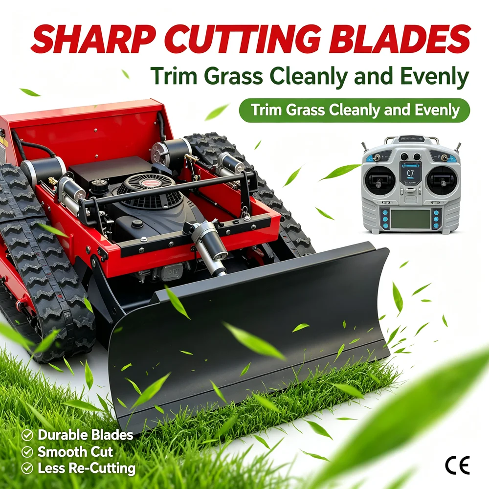 Remote Control Lawn Mower Self Charging Off Road Crawler Tracked Hybrid Power Zero Turn Grass Cutter Heavy Duty Mower