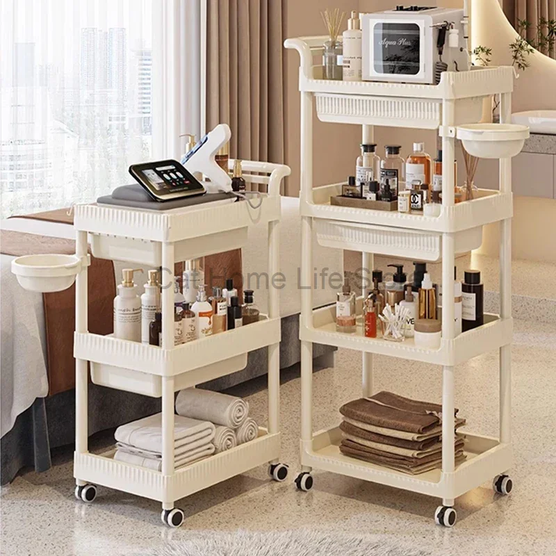 

Japanese Style Nail Salon Trolley Barber Shop Storable Originality Trolley Modern Multifunctional Furniture Skjuta En Vagn HBSC