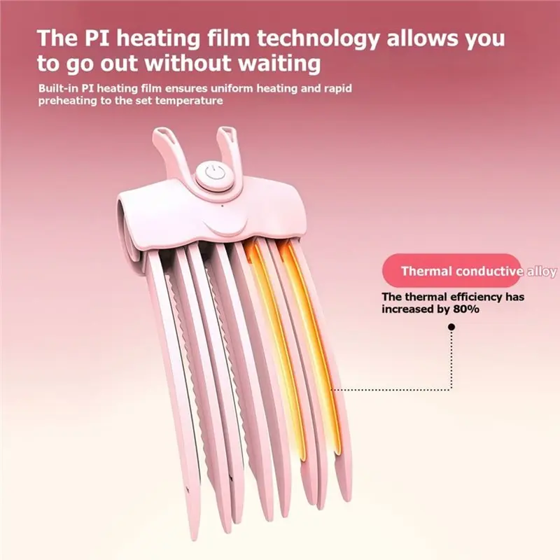 B02C-Heated Volumizing Clip Wireless Root Lift Tool, 2-Temp Control, Type-C Rechargeable Hair Styling Device For Women