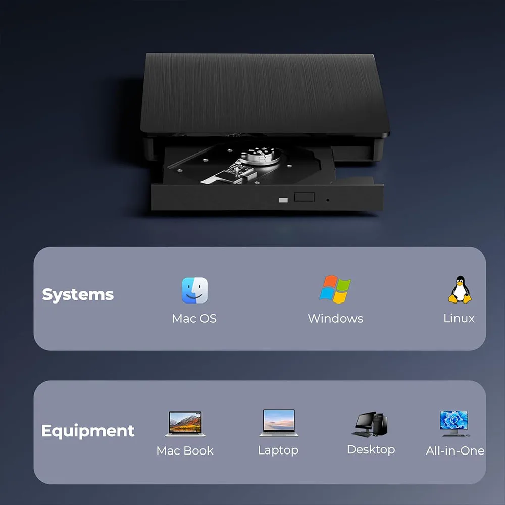 محرك بلو راي خارجي USB3.0 لأجهزة الكمبيوتر المحمول التي تعمل بنظام التشغيل Windows 11/10 Mac محمول ثلاثي الأبعاد BD-RW محرك BD DVD مشغل أقراص مضغوطة قارئ الموقد