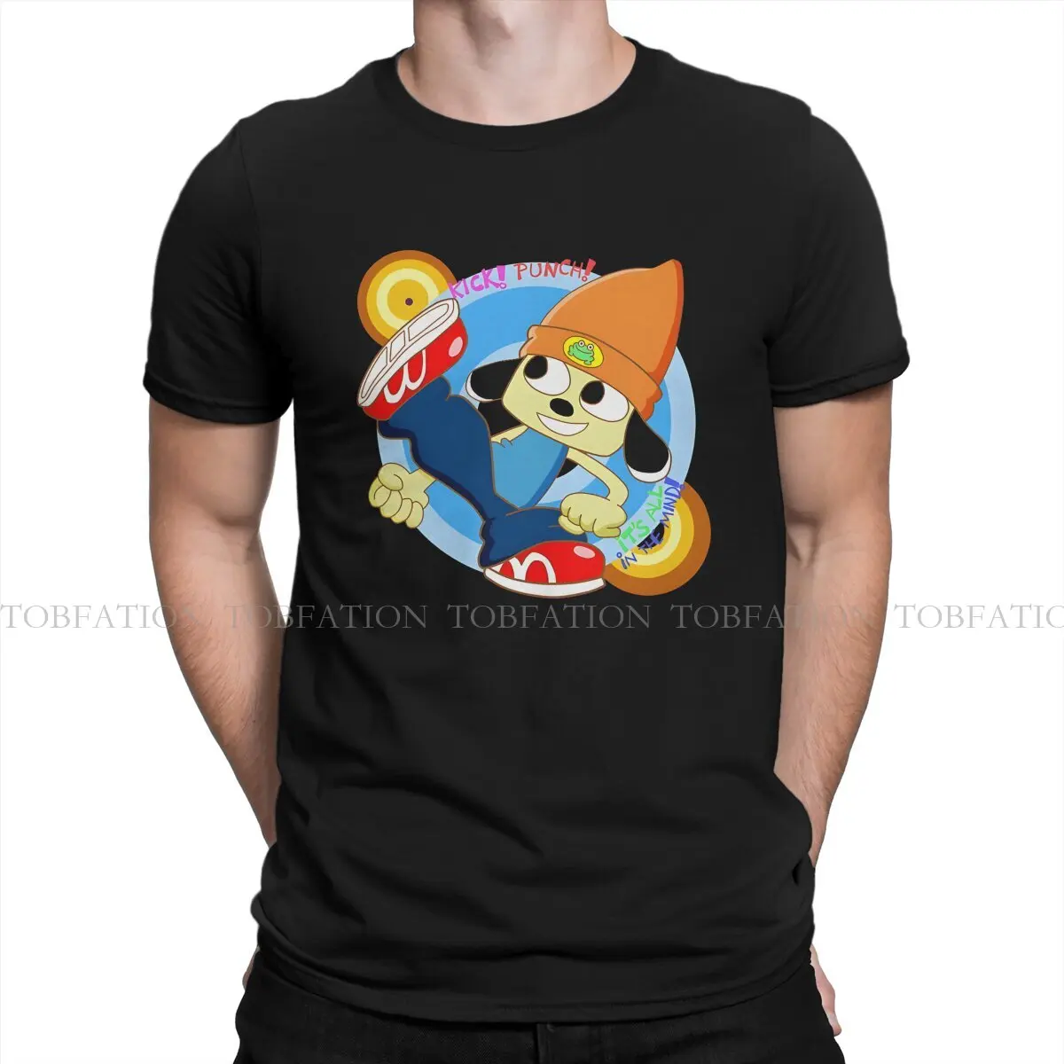 PaRappa The Rapper TShirt for Men Kick Punch Master Soft Leisure Sweatshirts T Shirt Novelty New Design Loose