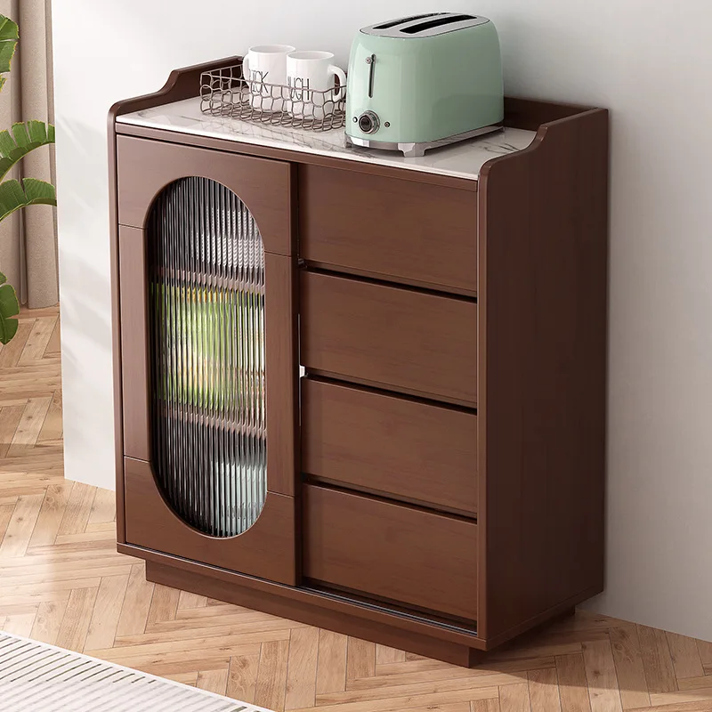 Nordic solid wood sideboard home light luxury simple sliding drawer cabinet storage cabinet