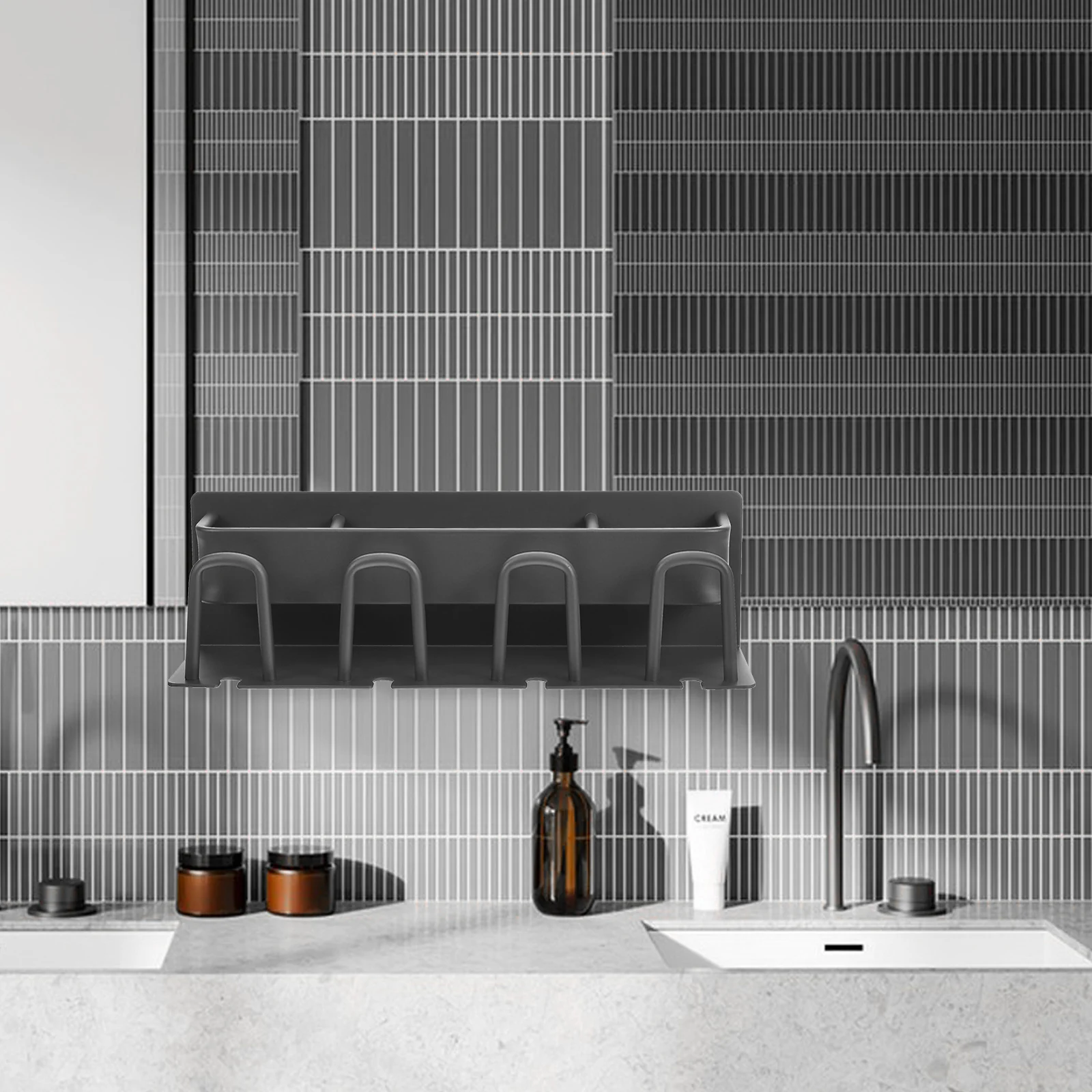 

Держатель для зубной щетки, настенное крепление, без места для сверления, алюминиевая стойка для ванной комнаты, прочная металлическая подставка для зубной щетки для душа, дома