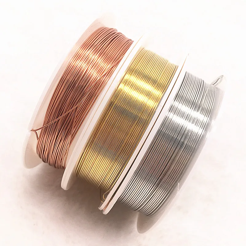 Newly Copper Wire 0.2/0.3/0.4/0.5/0.6/0.7/0.8/1.0mm Silver Gold Copper Color 1 Roll For Jewelry Metal Wire Coil Handiwork DIY