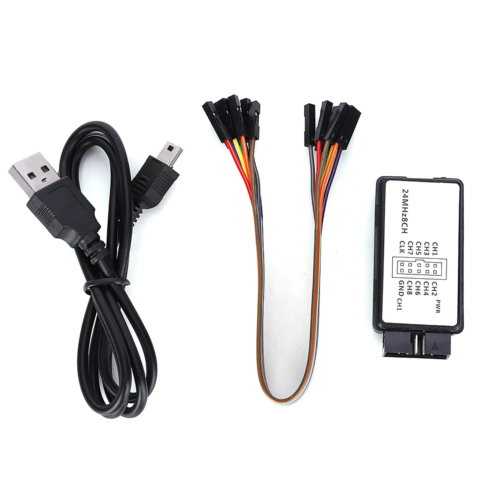 LA1002 Mini Portable USB 5MHz 24M 8 Channel Logic Analyzer Device Set with Cables