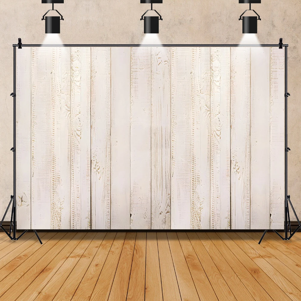 Wood Backdrop for Photography Brown and White Wooden Board Baby Portrait Indoor Background Prop Baby Shower Birthday Party Decor