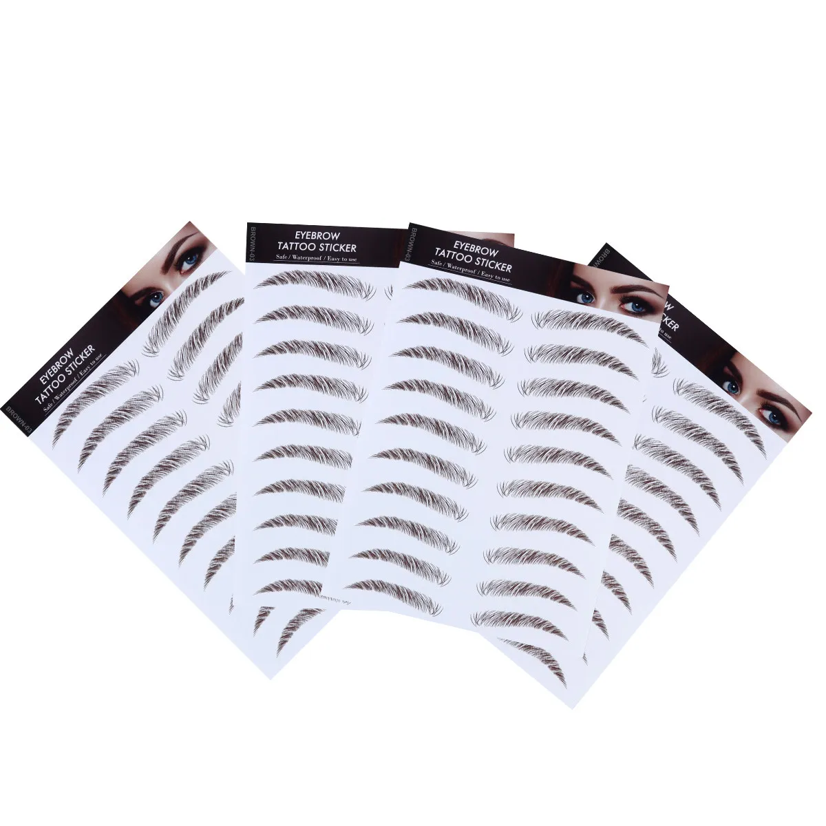 

Набор из 4 наклеек для бровей 6D с эффектом волос, водостойкие, многоразовые, для создания естественного изгиба, прямого или арочного стиля, для женщин