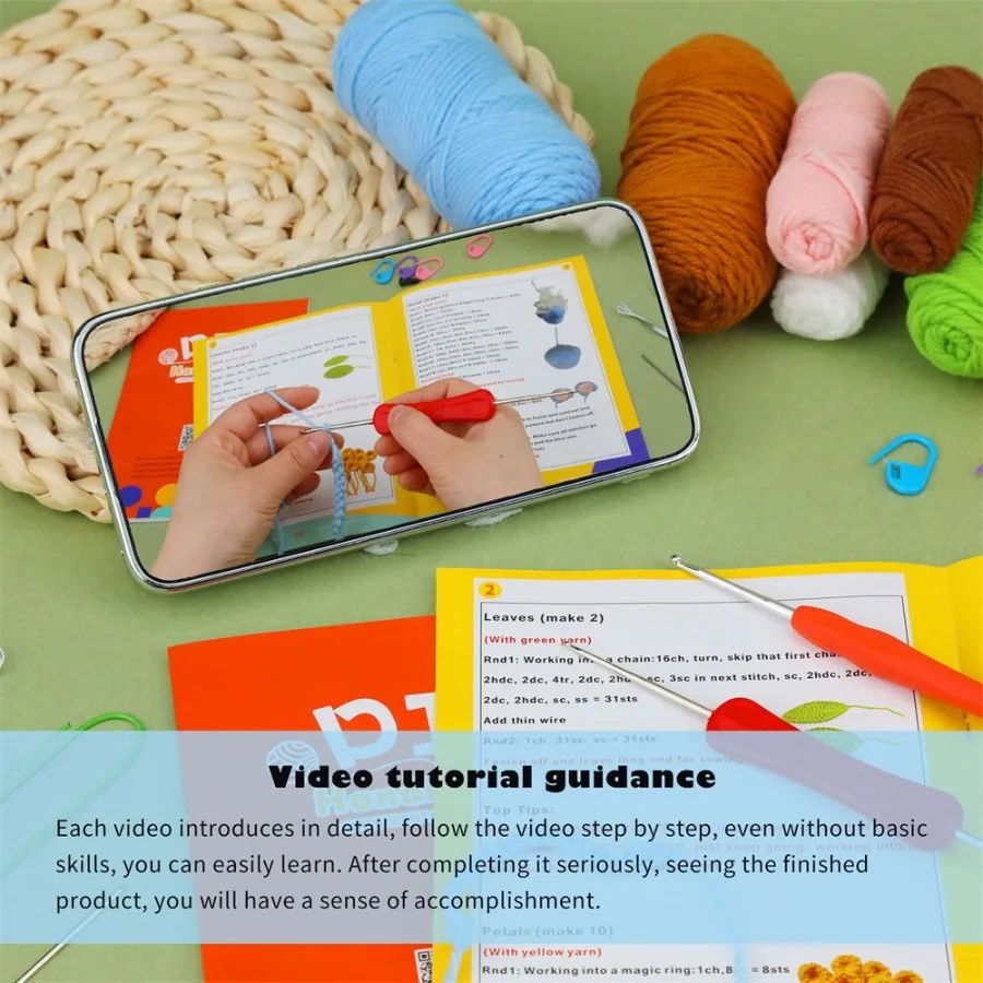 DIY Elephant Ornament Crochet Kit with Instruction Book Knitting Material Set for Handmade Craft. Unfinished Product Yarn and H