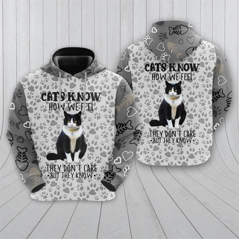 1 Piece Custom Your Picture Funny Design Cat Graphic Sweatshirts Harajuku Fashion Women Hoody Casual  Hoodie Animal Cats Pullove