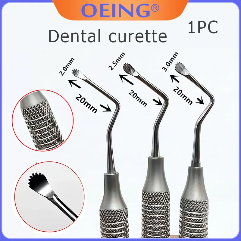 3Pcs/Set  Dental Curette Stainless Steel Implant Maintenance Tools for Dentist Gracey & Jagged Surgical Bone Curette Scaler