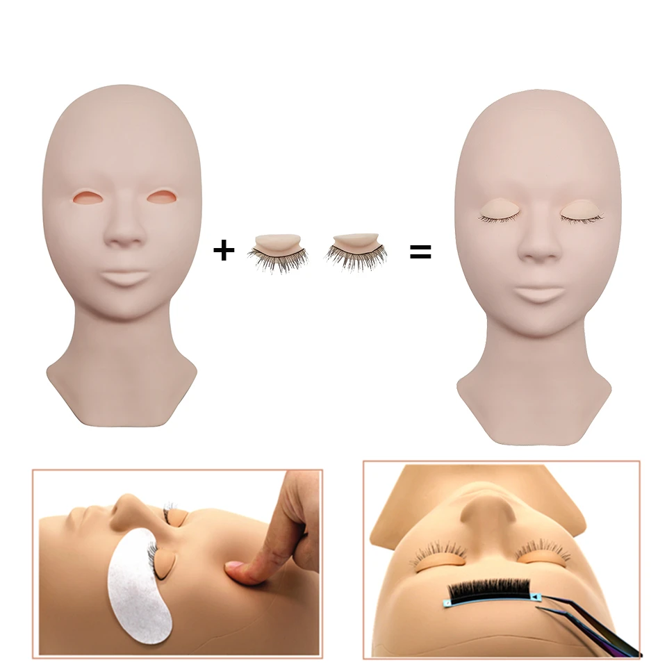 3 Layers Eyelash Mannequin Head for Practice Grafte Grafte Lash Extension Doll Face Training Tools Makeup Practice Model Head