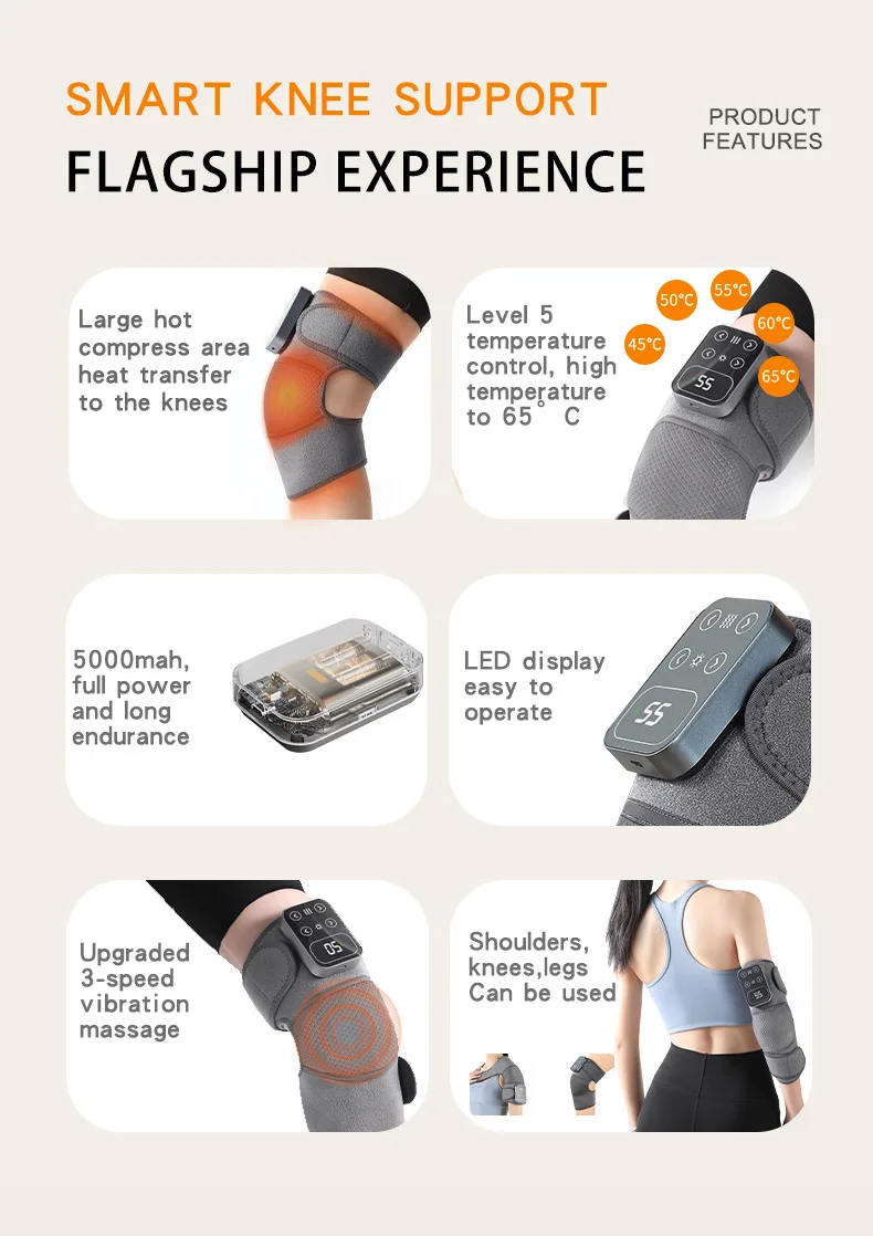 وسادة الركبة مدلك الركبة التدفئة الكهربائية نيباد مدلك ضغط دافئ علاج آلام المفاصل #4