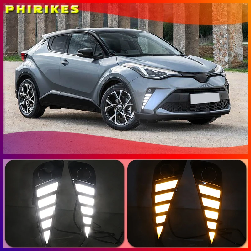 

Car LED DRL Headlight For Toyota C-HR CHR 2020 2021 Turning Yellow Signal Fog Lamps Daytime Running Light Auto Daylights