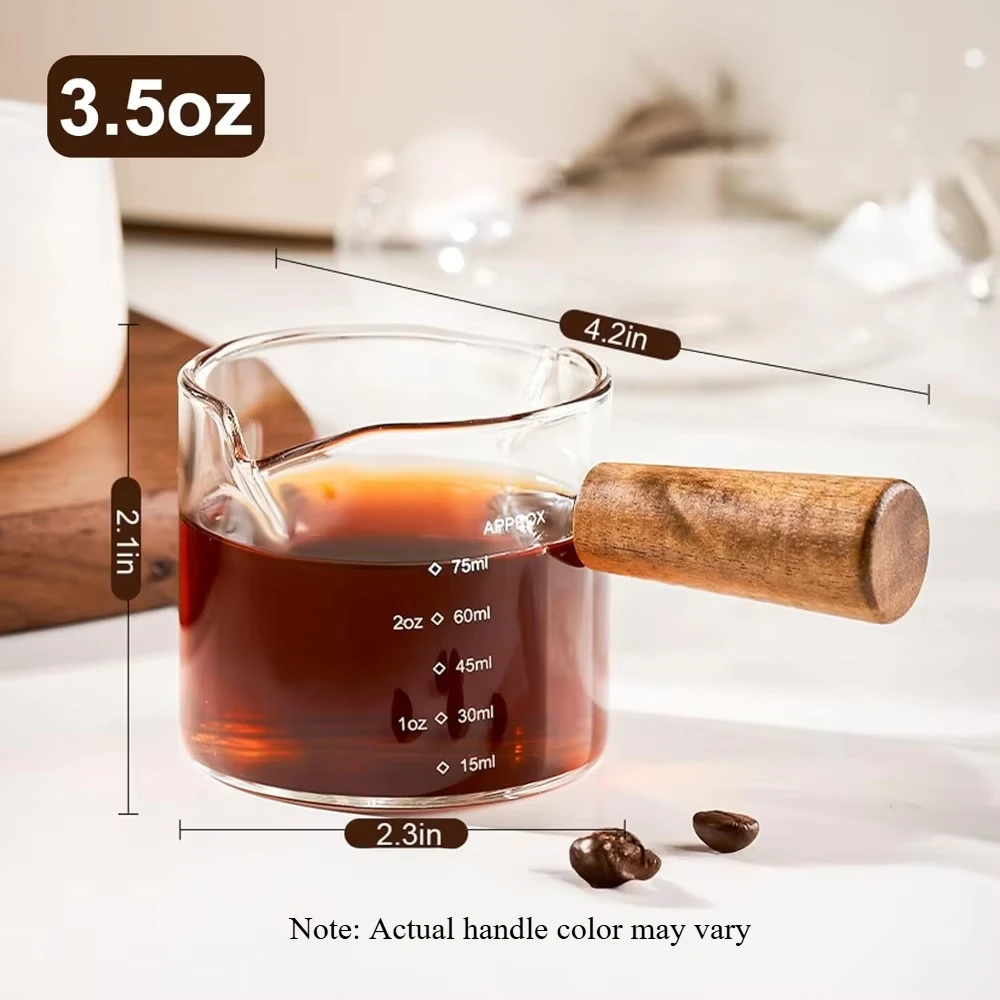 Italian Coffee Cup with Handle, 3.5 Oz Double mouth Glass Measuring Cup with Scale Transparent Italian Coffee Cup, Drinking Cup