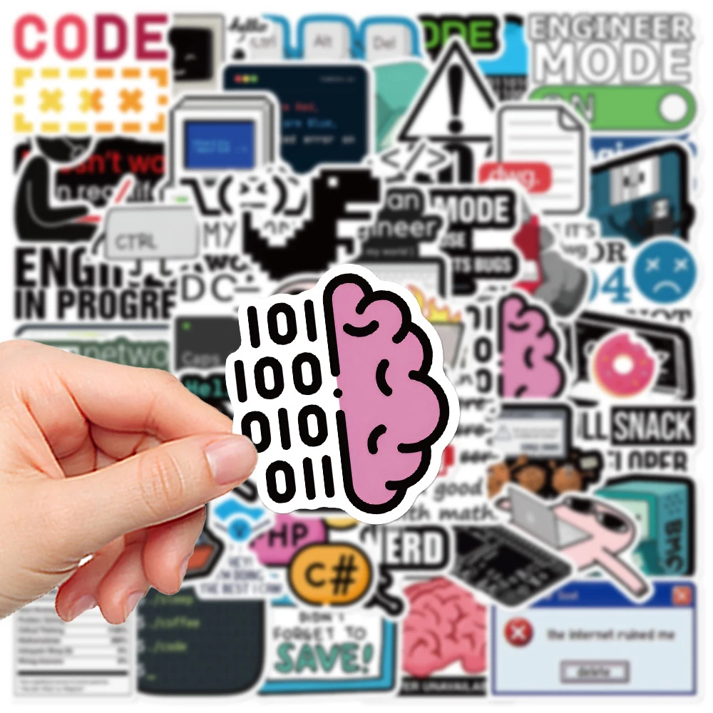 10/30/50pcs Funny Programming Stickers Java Cloud Language Internet Decals DIY Skateboard Luggage Phone Waterproof Sticker Packs