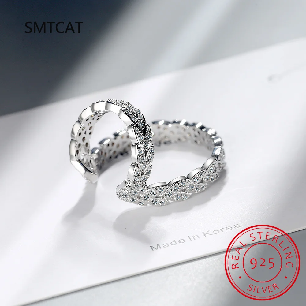 Luxurious Branch Leaf Earring for Women Moissanite Diamond Wheat Ear Cuff Clip Earrring 925 Sterling Silver Korean Jewelry