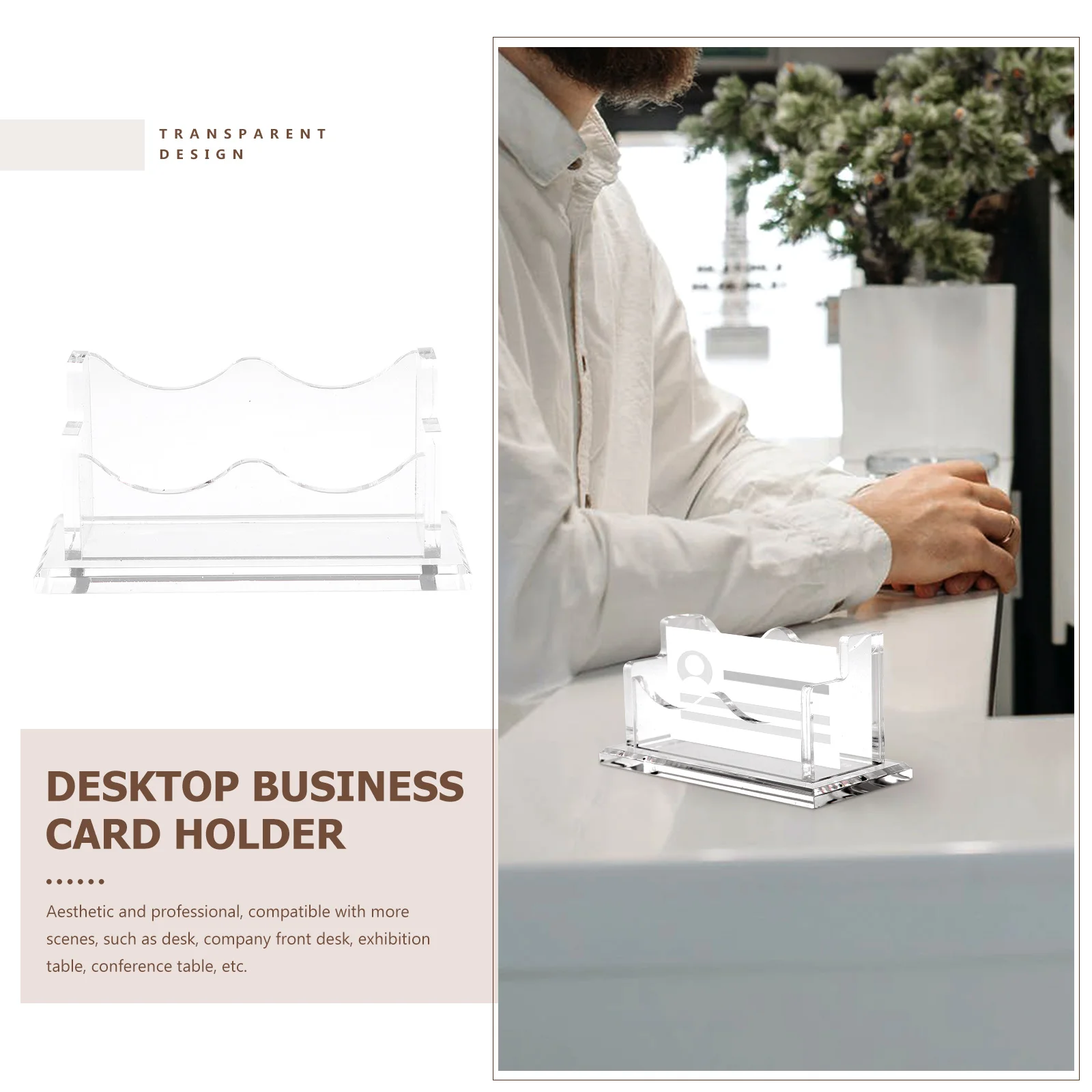 

Acrylic Business Card Holder Square Desktop Case Display Office Cards St Transparent Large Capacity Sturdy Non Slip