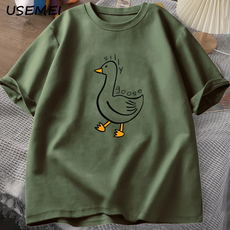 Silly Goose University O Neck Tee Shirt Men Clothes Tees Cotton Casual Print T Shirts Summer Unisex O Neck Mens Clothes Tops