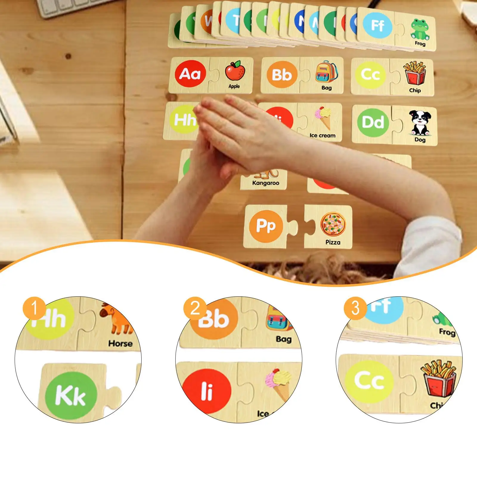 Wooden Alphabet Puzzles Letters Matching Game Activities Early Education Abc