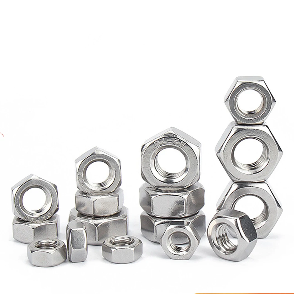 10/50Pcs Hexagonal Nuts 3/16 1/8 1/2 5/32 Inch Grade 6.8 Stainless Steel Hex Hexagon Locking Nuts