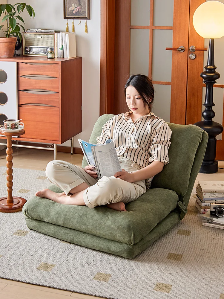 Home Furniture Lazy Sofa Tatami Sofa Bed Single Folding Backrest Chairs Window Seat Cushion Apartment Bedroom Balcony Recliner