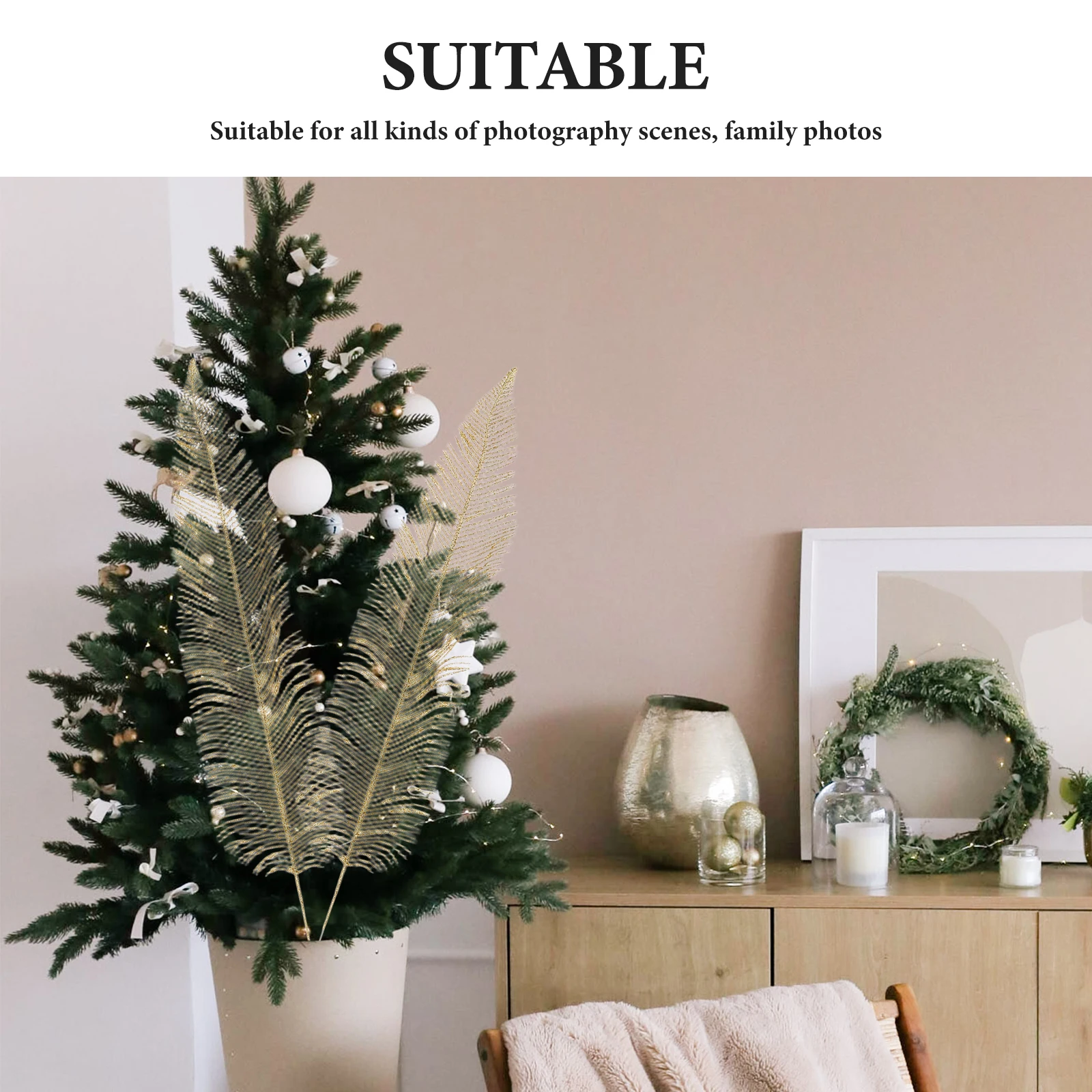 8 قطع من أوراق الشجر المزيفة، أوراق لامعة احتفالية، أوراق شجر اصطناعية، مستلزمات إكليل عيد الميلاد