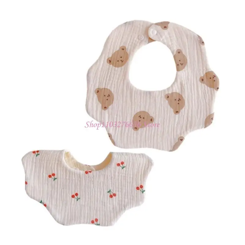 

R6FD Infant Drooling Bib Petal Flower Burp Cloths for 0-12M Baby Cotton Saliva Towel Cartoon Print Baby Bib for Newborn