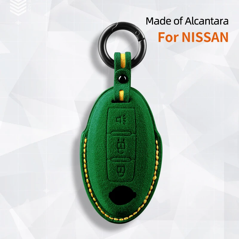 Alcantara Car Key Case Cover Holder Key Shell Buckle For Nissan Qashqai Juke Note Almera Teana Tiida 3 Buttons Keychain