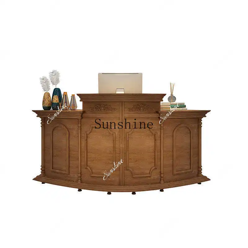Front desk company reception beauty salon store paint register European retro bar  FT