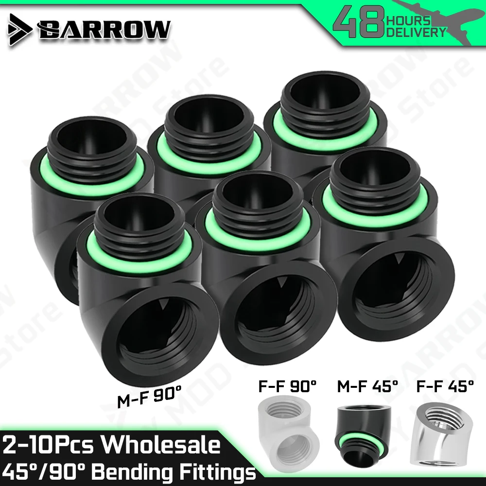 2-10pcs Wholesale 45 Degrees/90° Benting Fittings Barrow Water Cooling M-F/F-Female Brass G1/4 Thread Parts PC MOD TDWT45SN