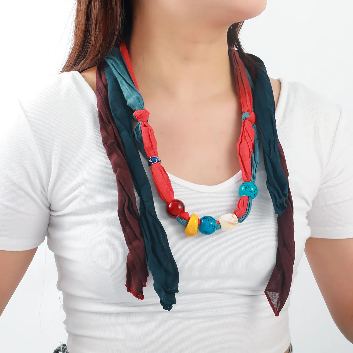 

ZAA Personality Originality Handmad Fabric Bead Multi-Layer Necklace 2025 Fashion Leisure Prom Party Accessories Girl Gift