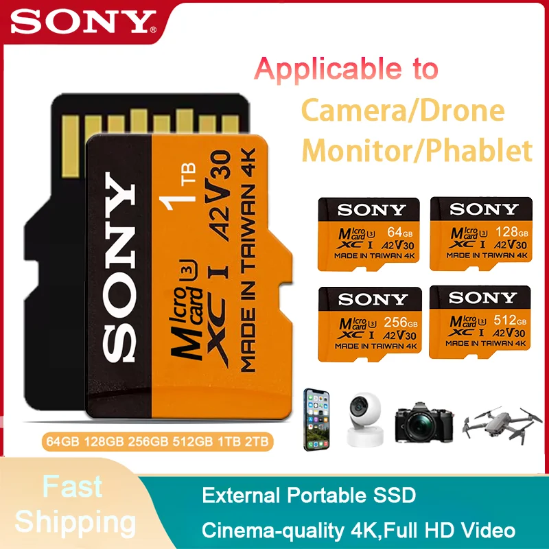 

SONY High Speed Memory Card 2TB 128GB V30 High Endurance 512GB 64GB Mini SD 1TB Micro TF SD 256GB for 4K Camera Action Cam PC