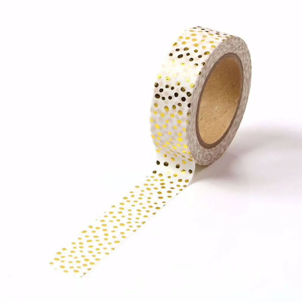 15mmx10m Superior Gold Confetti Pattern Washi Tape Decorative Masking Tape For Journal Scrapbook Planner DIY Crafts Holiday Deco