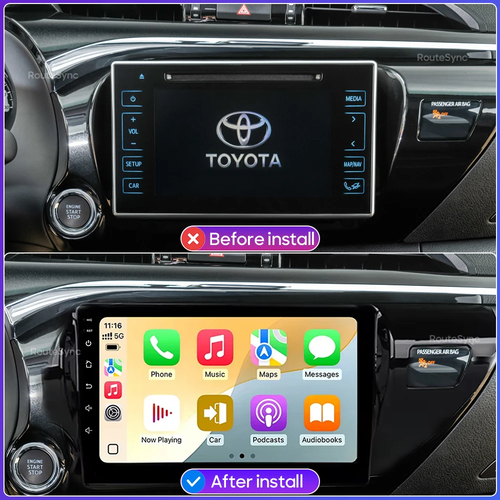 For Toyota Hilux Pick Up AN120 2015 - 2020 Android Wireless Carplay Auto Car Multimedia Radio Video Player Head Unit Navigation