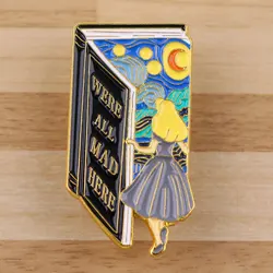 Alice Girl Enamel Pin Van Gogh Brooches for Women Lapel Pins Badges on Backpack Clothing Accessories Fashion Jewelry Cos Gift