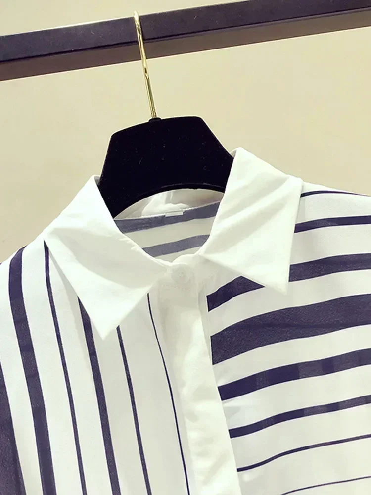 Wiosna jesień damska koszula w paski Office Lady damska koszula wypoczynkowa z długim rękawem moda cienki top damskie bluzki GD236