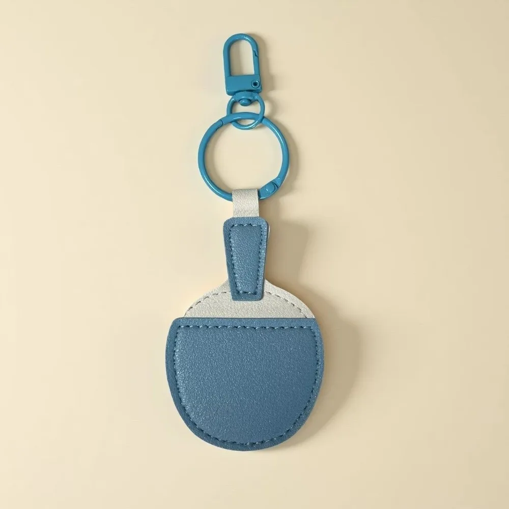 Fashion Funny Table Tennis Bats Keychain Creative Hanging Ping-pong Racket Pendant Backpack Decor Cute PU Leather Keyring Gift