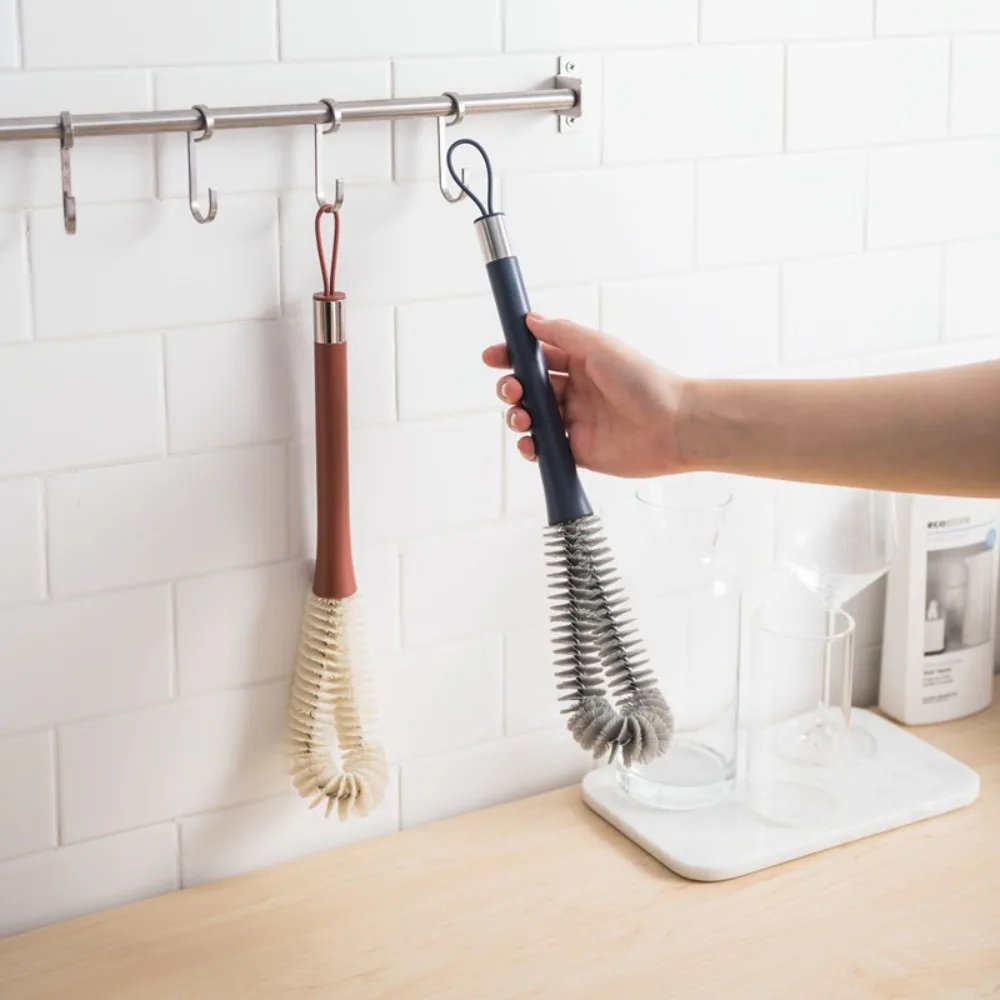 

Convenient Multi-functional Glass Cup Washing Brush Hanging Portable Wine Brush Anti Slip Handle Flexible Cup Scrubber Home