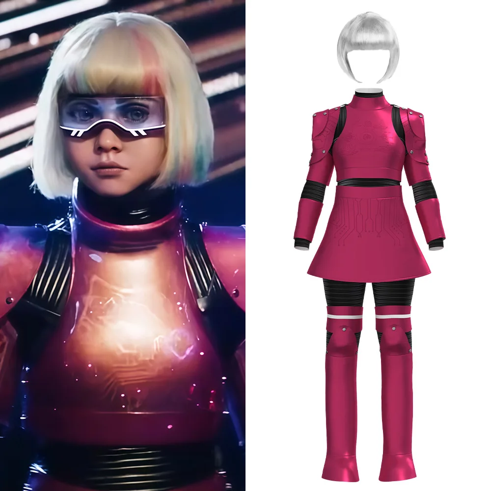 

MEGAN 2.0 M3GANN AMELIA Cosplay Costume and wig Halloween Scary Movie Kids Roleplay Clothes Battle Uniforms Pink Jumpsuit Party