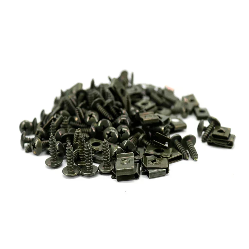 Mixed Car Motorcycles Metal Screw Tapping Fastener Clip U-Type Clip with Screw Anti-rust Protection Clip Screw Buckle Iron Sheet image 2