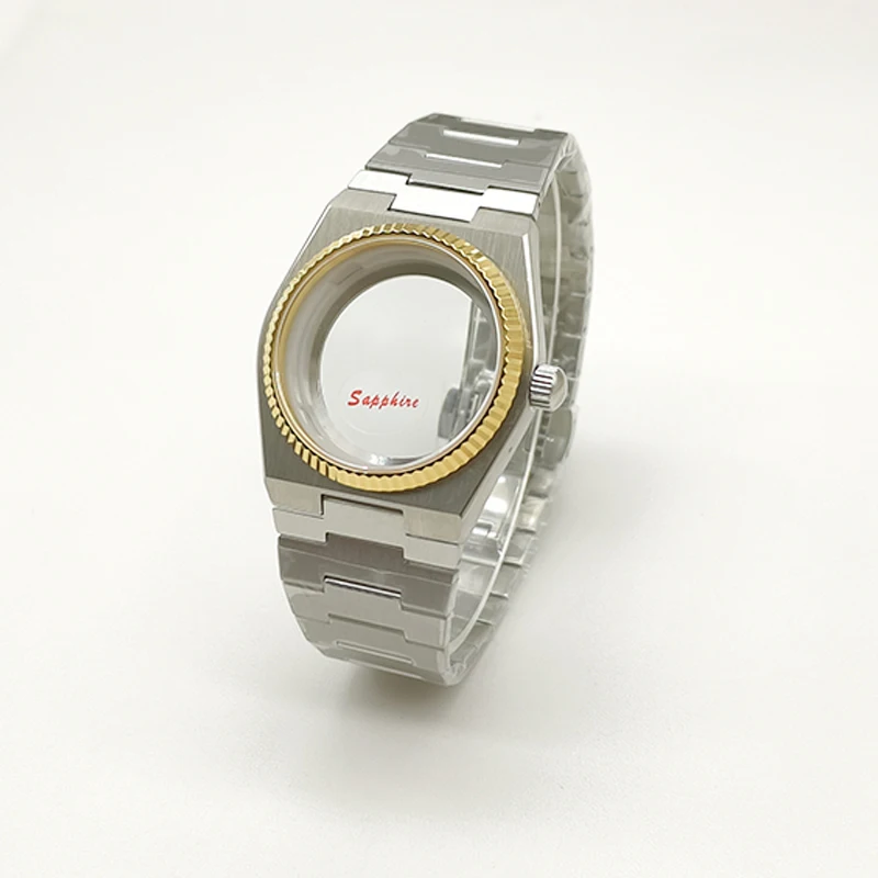 Gold 40mm PRX Super Player Watch Gear Case Sapphire Glass For NH35 NH36 NH38 7S26 4R Movement Multi-Color Dial Hands Watch Parts