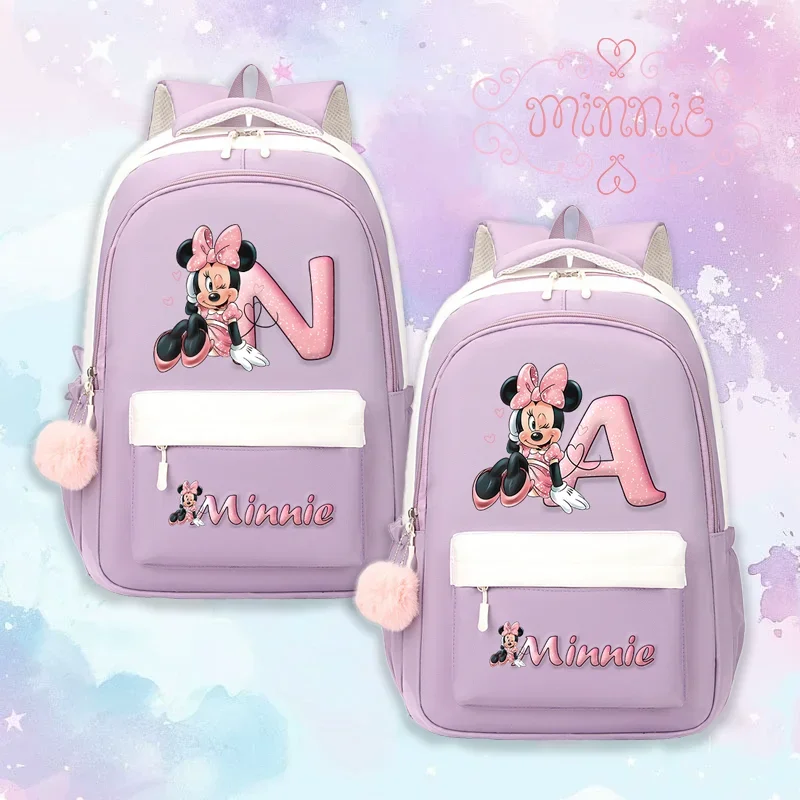 

Mickey Minnie Mouse School Bag Kids Large Capacity High Quality Student Bookbag Cute Cartoon Anime Figures Travel Backpack Gift