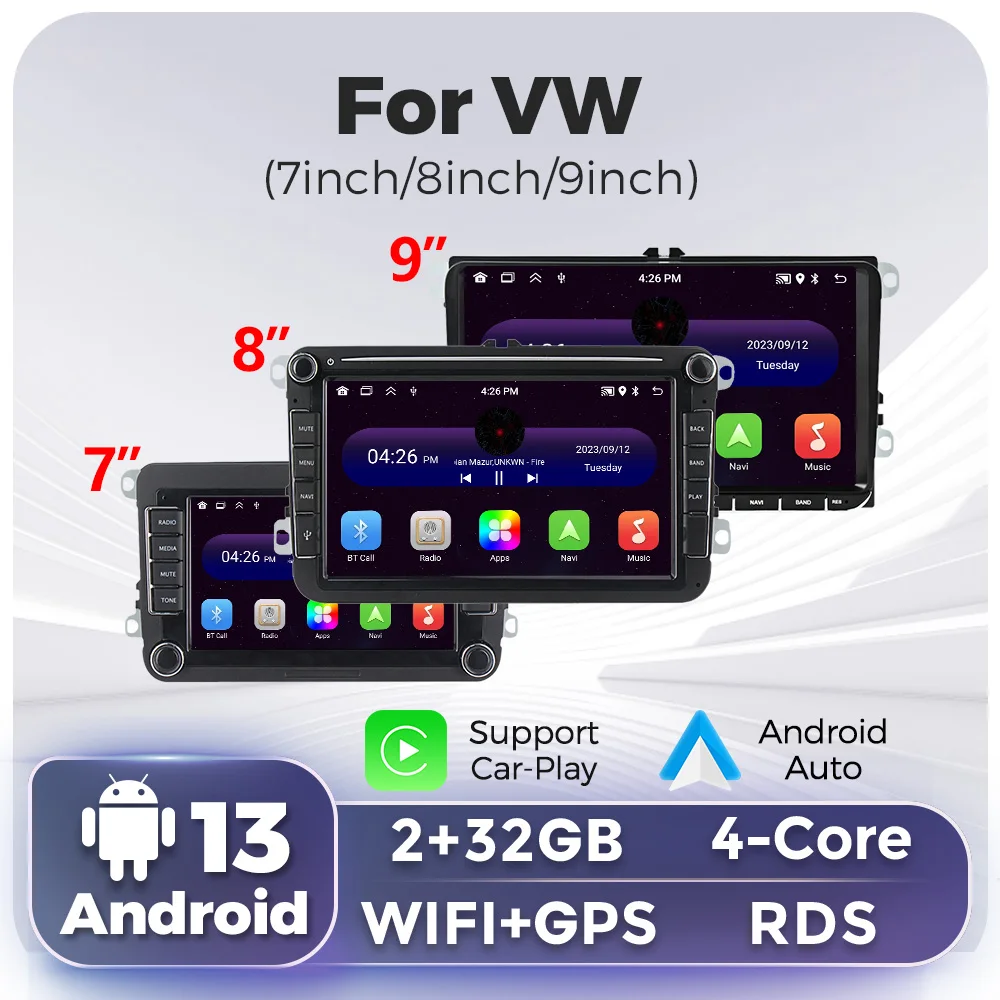 

7"/8"/9" Android All-in-One WiFi GPS 2Din Multimedia Video Player Car Radio for Universal VW Volkswagen Passat B6 B7 Skoda Polo